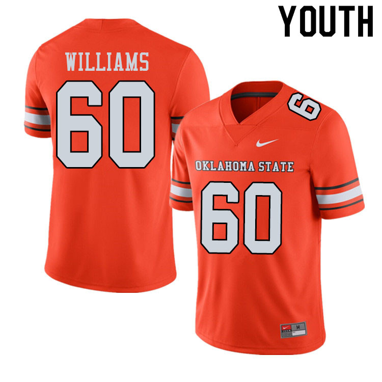 Youth #60 Tyrese Williams Oklahoma State Cowboys College Football Jerseys Sale-Alternate Orange - Click Image to Close